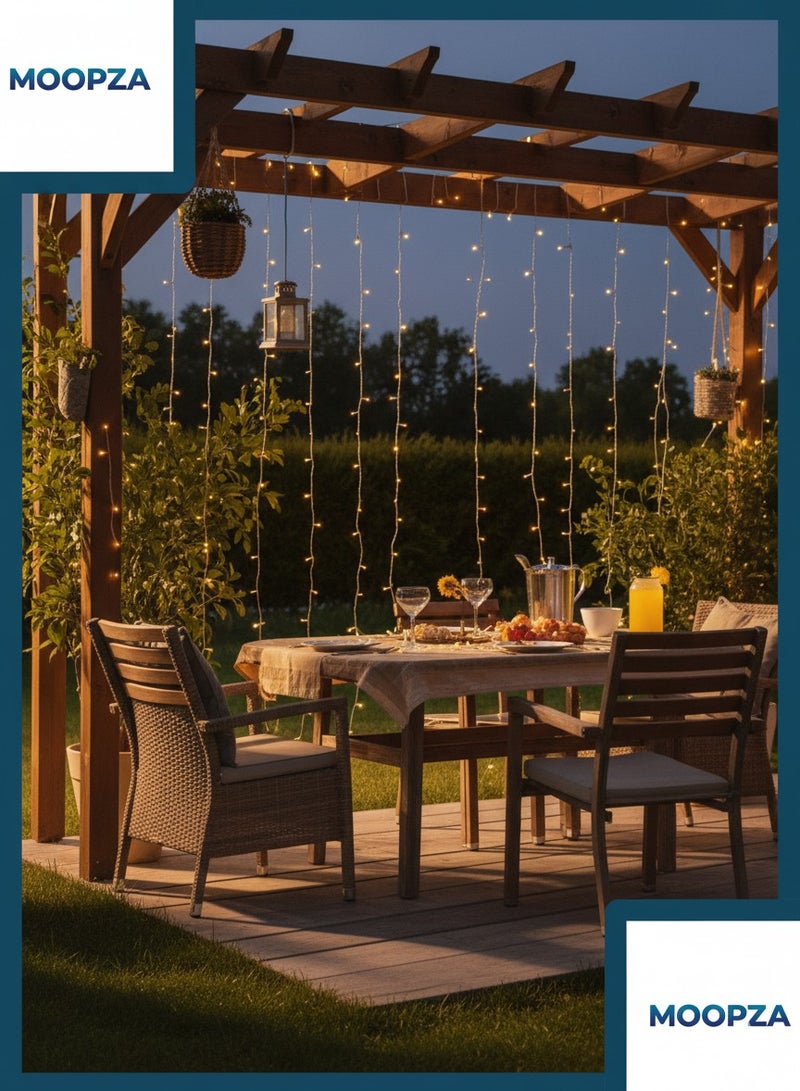 مووبزا إضاءة خيطية LED بطول ٥٠ متر باللون الأصفر مع موصل و٨ أوضاع إضاءة لزينة رمضان والعيد، إضاءة قابلة للتوصيل للاستخدام الداخلي والخارجي زينة الحدائق - Image 2